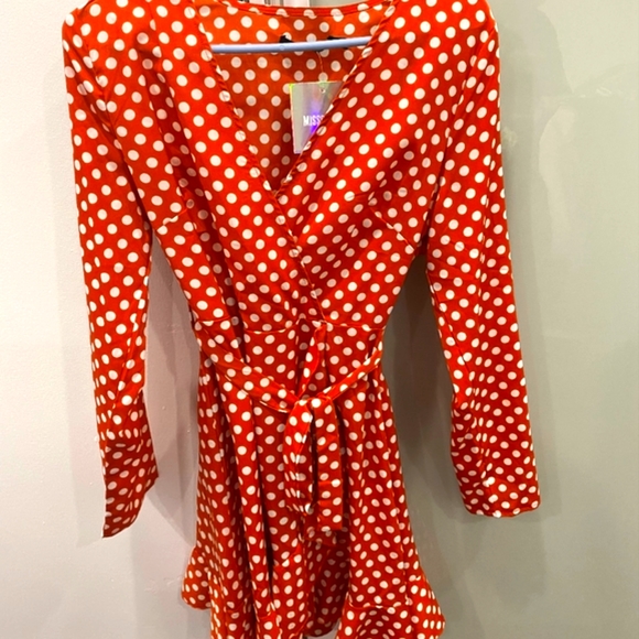 Missguided - Rust Polka Dot Tea Dress - Picture 2 of 3